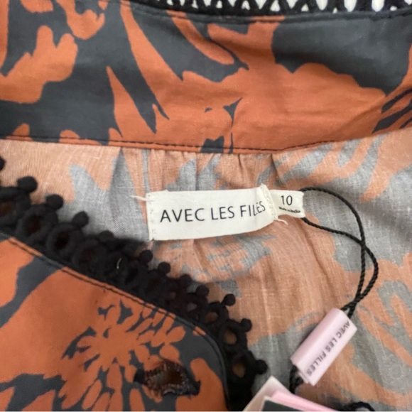 NWT Avec Les Filles Black & Rust Cotton Poplin Floral Belted Maxi Dress - Picture 8 of 16